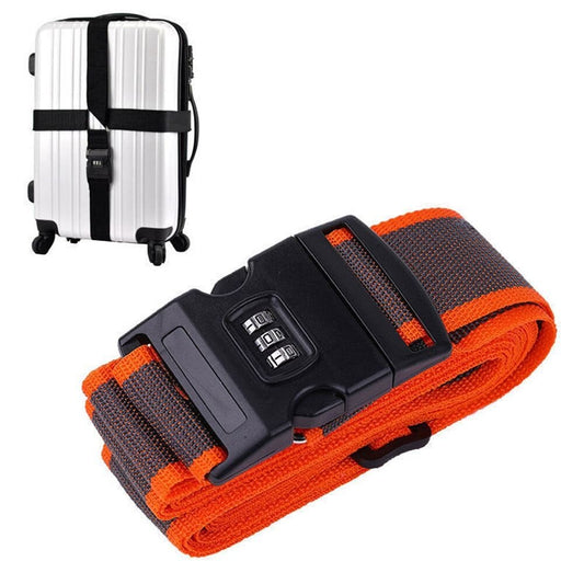 Sangle de Voyage pour Valise avec Code à 3 Chiffres - Coloris Gris et Orange (Motif croisé)