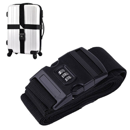Sangle pour Valise avec Code 3 Chiffres - Noire (En Croix) - Accessoire de Voyage