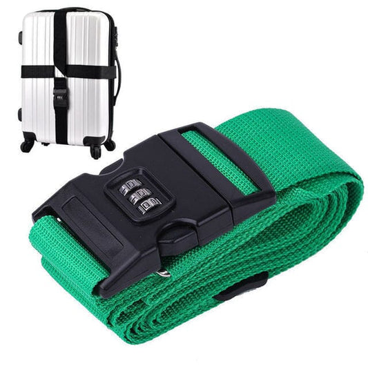 Sangle de Valise avec Code 3 Chiffres - Verte (En Croix)