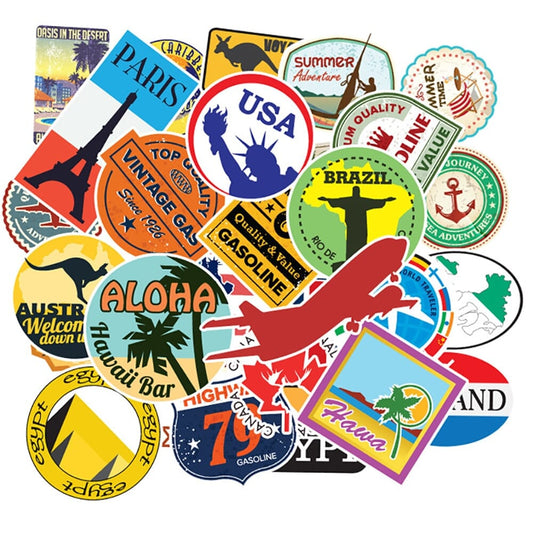 Stickers Valise - Explorez le Monde (Pack de 50)