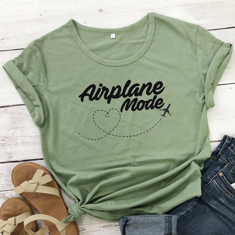 T-Shirt Femme Avion Mode Voyage