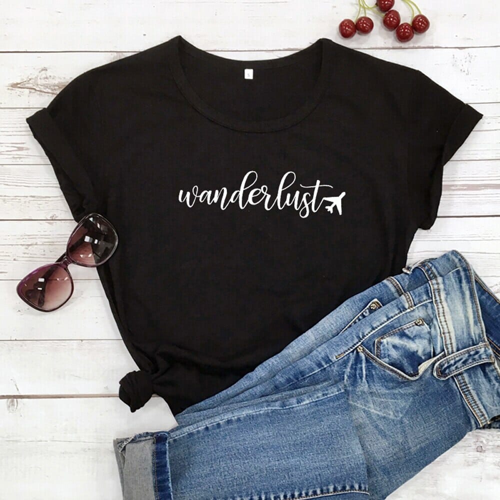 T-Shirt Avion Wanderlust pour Femme