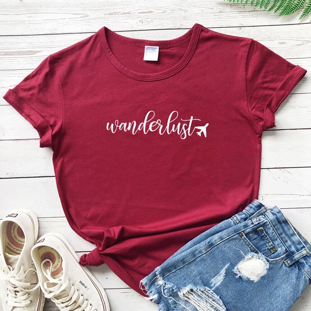 T-Shirt Avion Wanderlust pour Femme