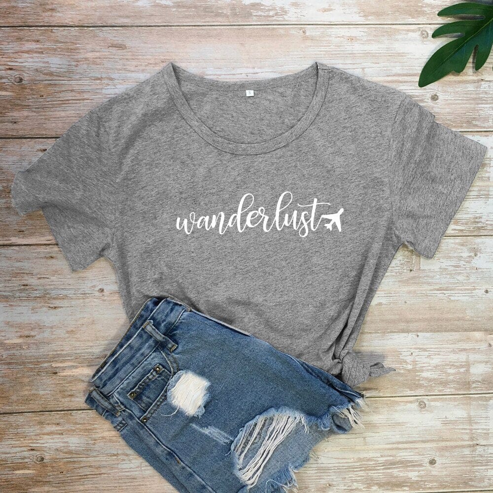 T-Shirt Avion Wanderlust pour Femme