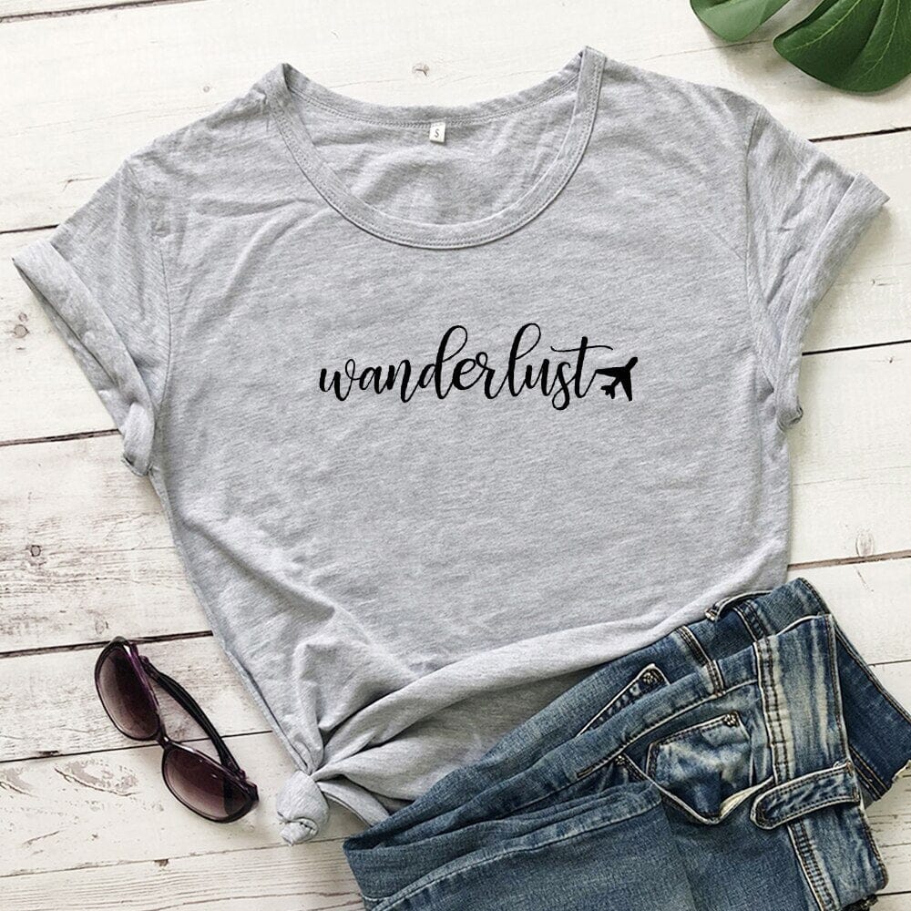 T-Shirt Avion Wanderlust pour Femme