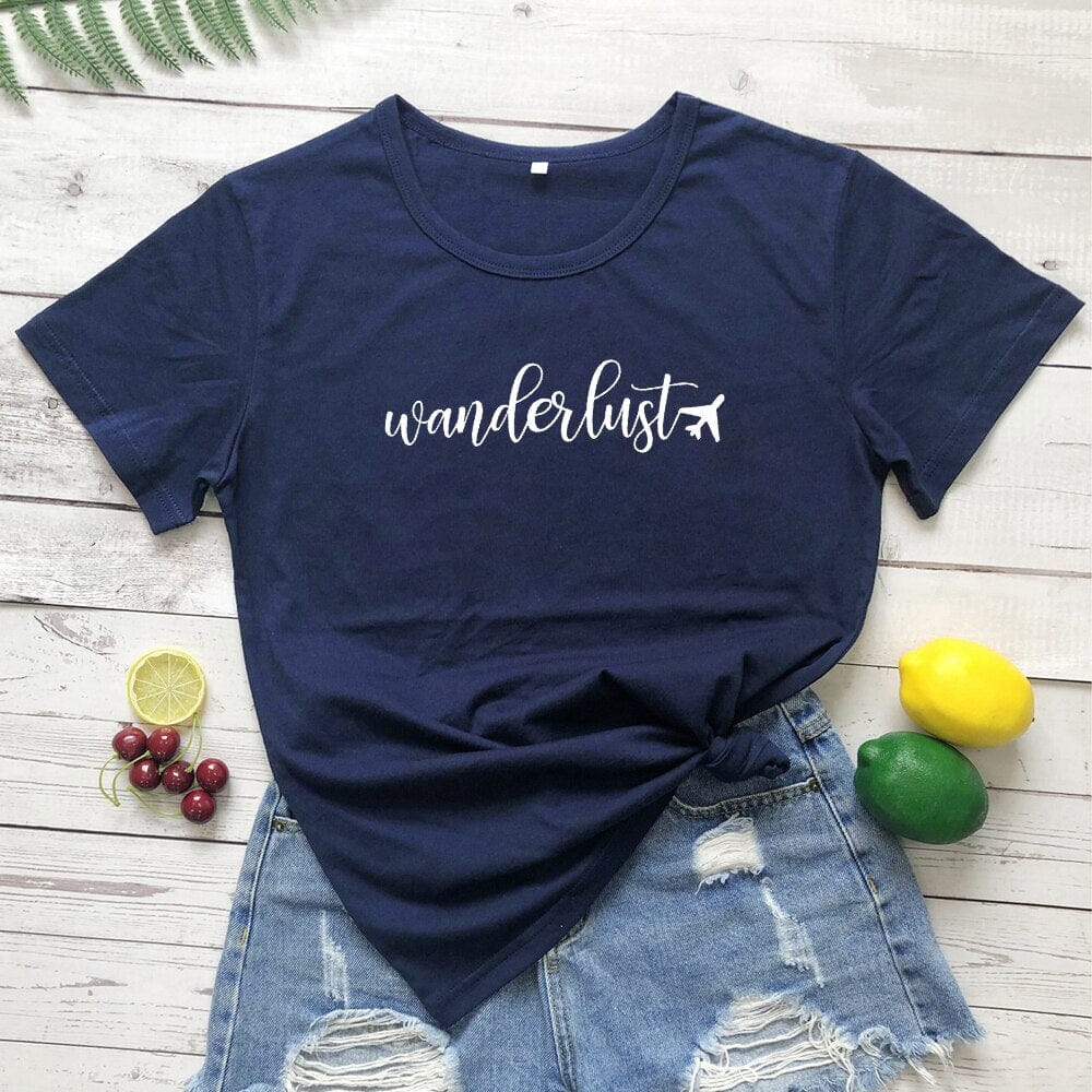 T-Shirt Avion Wanderlust pour Femme
