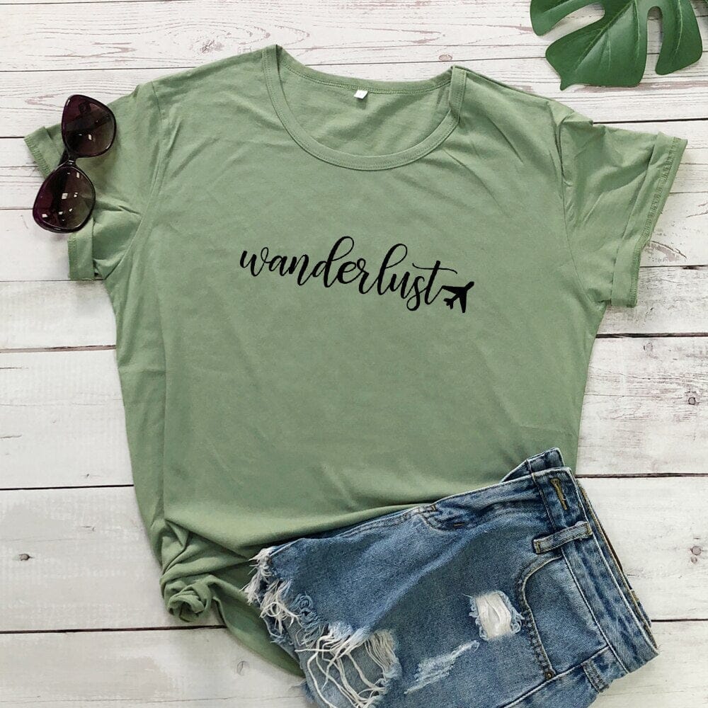 T-Shirt Avion Wanderlust pour Femme