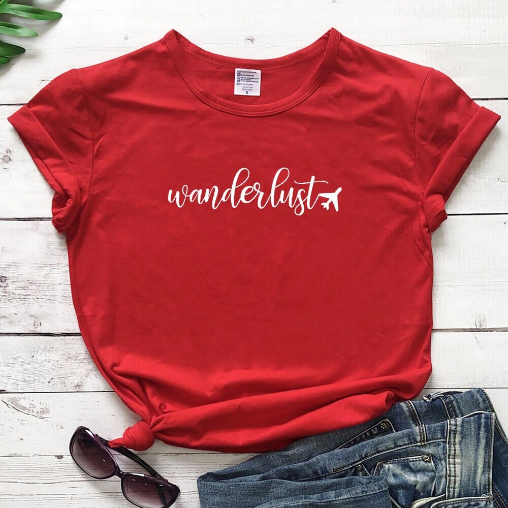 T-Shirt Avion Wanderlust pour Femme