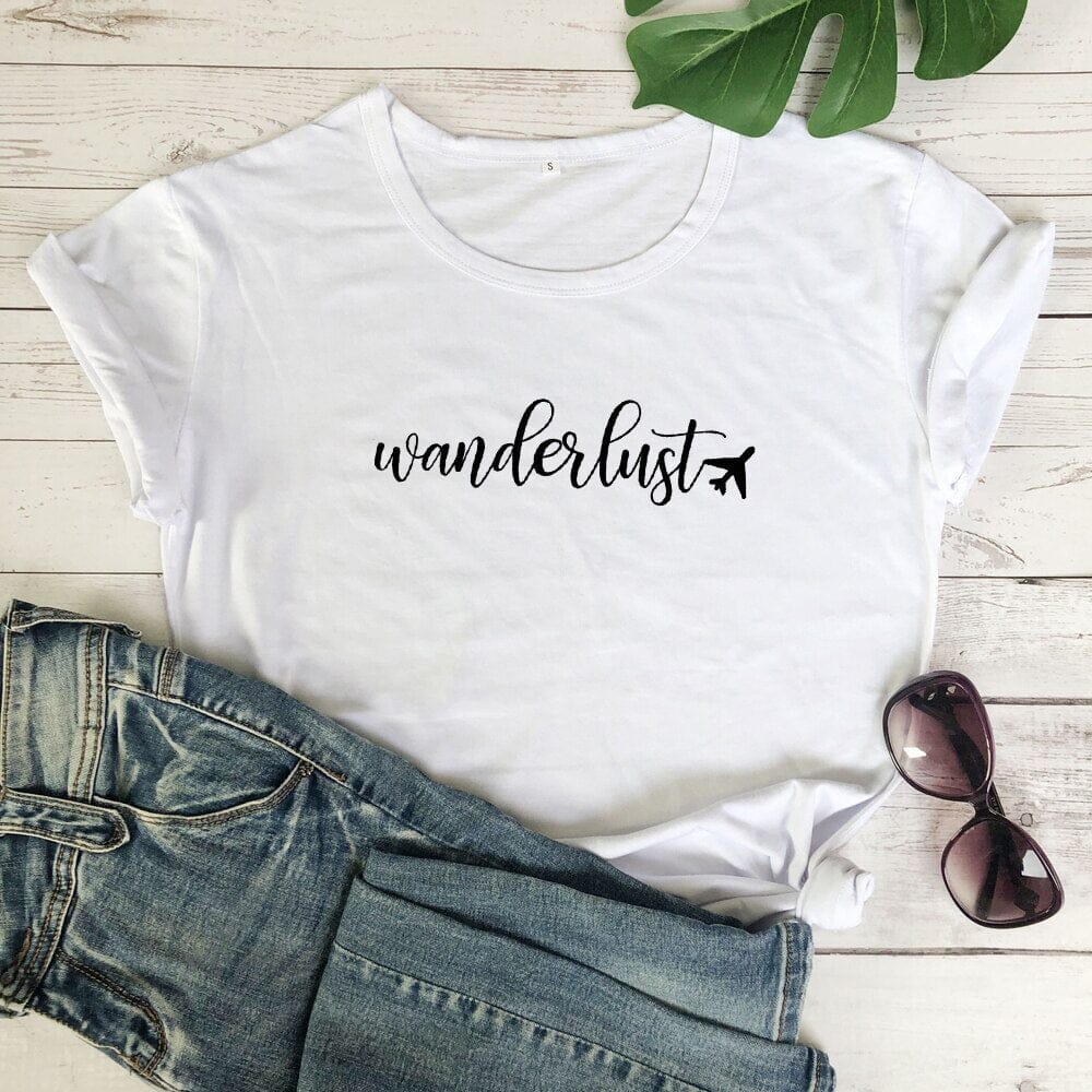 T-Shirt Avion Wanderlust pour Femme