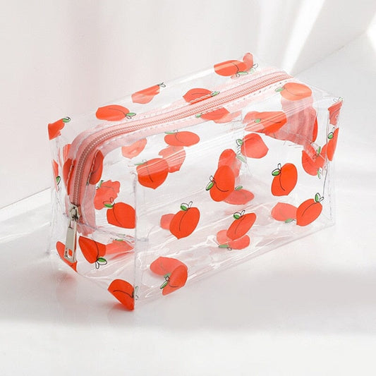 Trousse de Toilette Femme Transparente Pêches - Voyage Chic