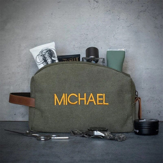 Trousse de Toilette Personnalisable Homme Vintage (Prénom) --> Trousse de Toilette Nomade Homme Vintage (Prénom)