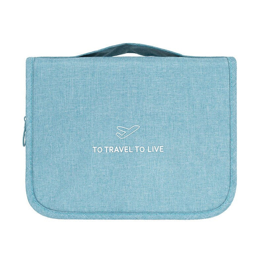 Trousse de Toilette de Voyage To Travel To Live à Suspendre (Bleu Ciel)